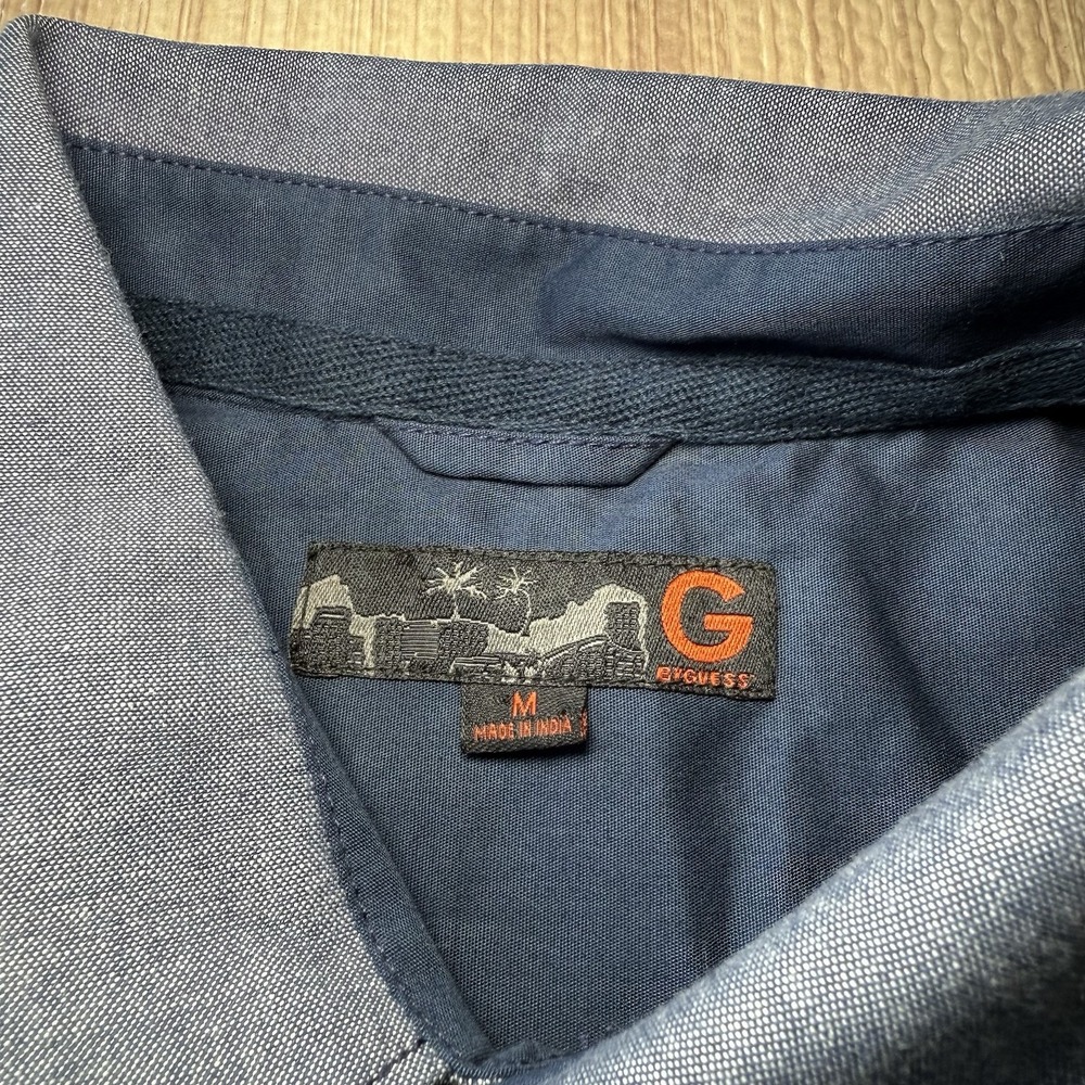 Men's Guess Two-Tone Blue Long Sleeve Button Up Shirt Casual Wear Size M - Picture 4 of 10